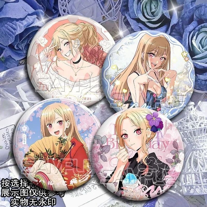 Dress-Up Darling Kitagawa Marin Rainbow Laser Badge Fan Art Tinplate Badge Decoration Pendant for Women Dress-Up Darling Kitagawa Marin Rainbow Laser Badge Fan Art Tinplate Badge Decoration Pendant for Women