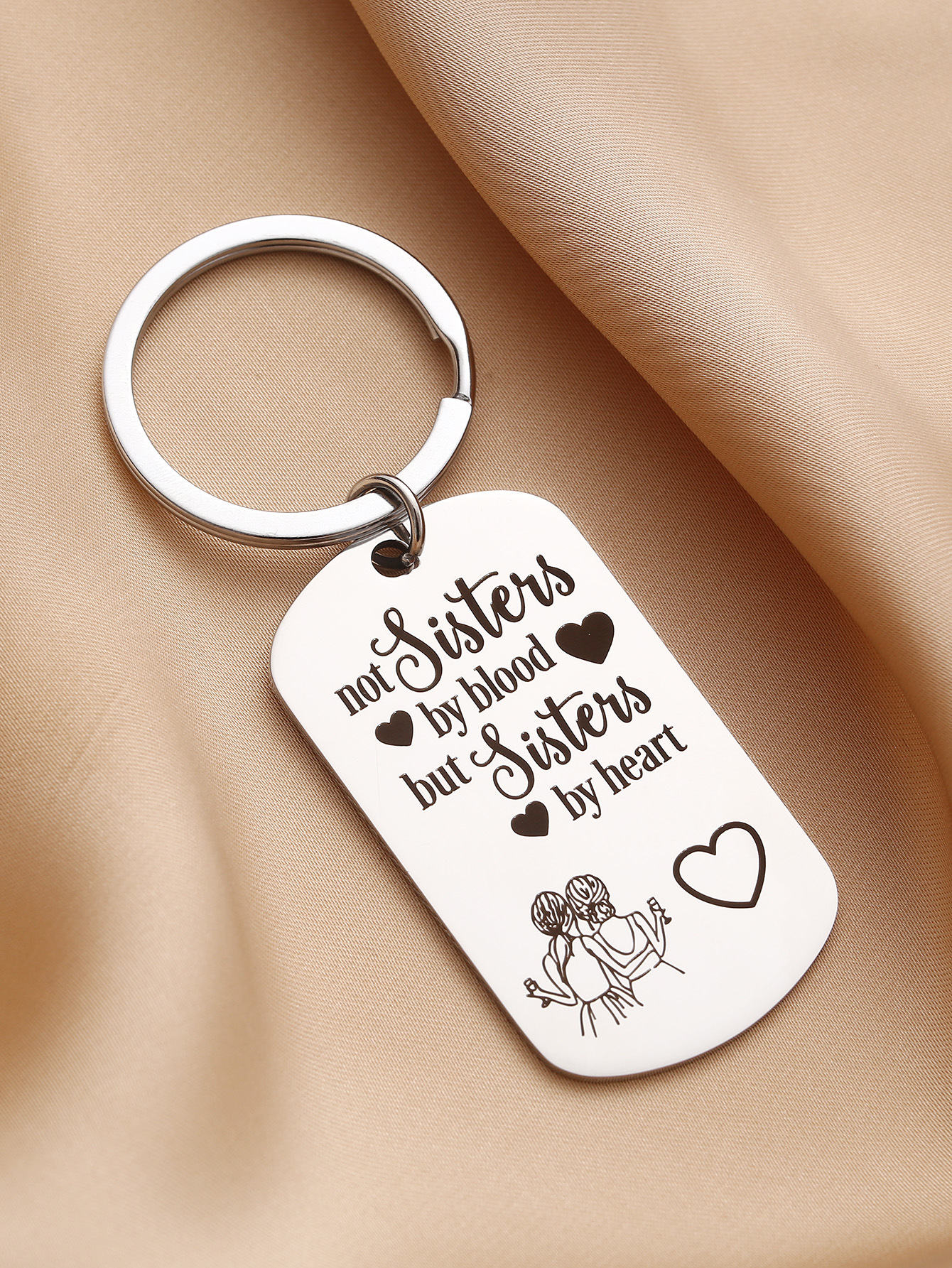 Popular stainless steel keychains from Europe and America for cross-border use as birthday and festival gifts for sisters, friends and classmates pic 4