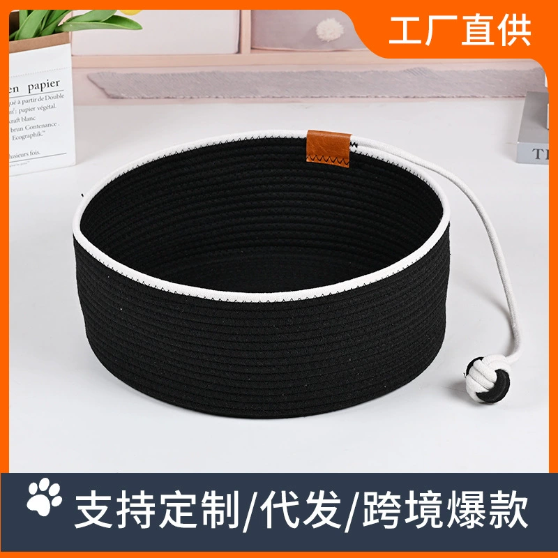 Четырехсезонный универсальный кошачий домик, ручное плетение, кошачье гнездо черного и белого цвета, плюшевое кошачье спальное место для домашних животных, простое кошачье гнездо