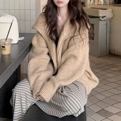发华厂 设计感2025秋超绝松弛感 高克重羊毛针织连帽毛衣短裤套装
