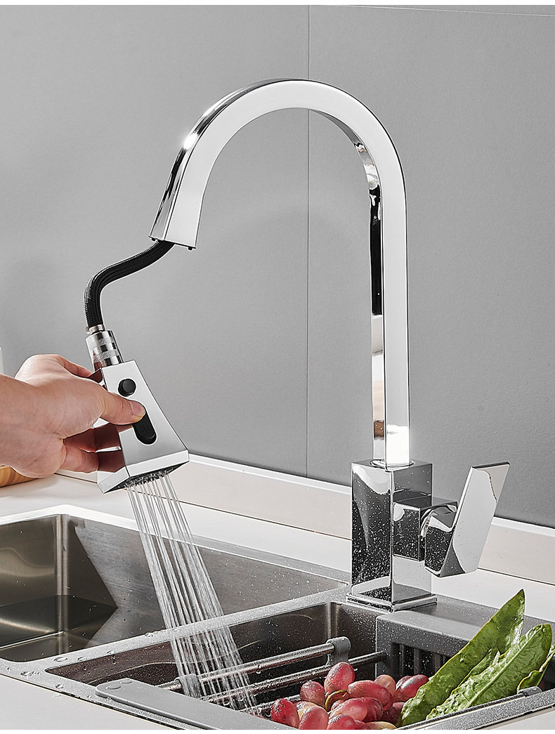 Pull-out faucet, kitchen single-hole sink, balcony telescopic stainless steel rotary universal cold and hot household valve undefined