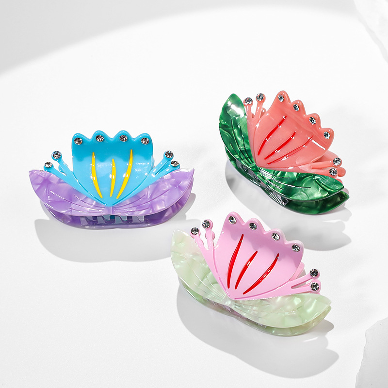 Zambiya Original Acetic Acid Gripper Fresh Flower Elegant Gem Embellishment Hairpin Fashion Versatile Shark Gripper