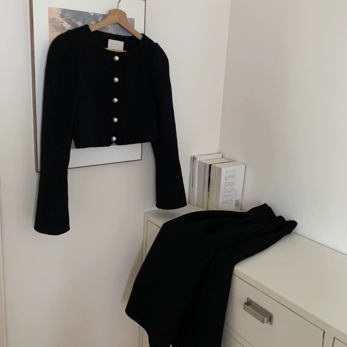 Double-sided woolen cashmere, set from pearl, jacket, 24 years