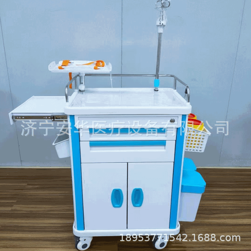 医疗ABS急救车药品麻醉车塑料抢救车多功能ICU手术室医用推车包邮