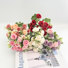 仿真花玫瑰花束厂家人造植物创意家居摆件室内装饰假花仿真花束