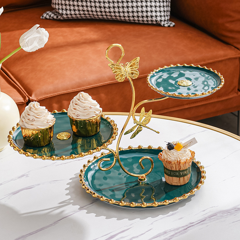 Plato de fruta de múltiples capas hogar sala de estar pastel caramelo merienda bandeja de té mesa de postre merienda de té de la tarde soporte de exhibición