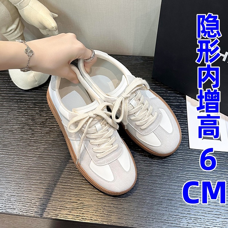 Thick Sole Heightened German Training Shoes Women's 2024 New Style Small Breathable All-match White Shoes Forrest Gump Shoes Casual Single-layer Shoes