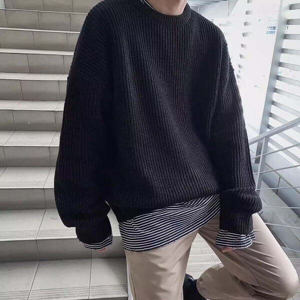 Fashionable demi-season knitted sweater with a round collar for…