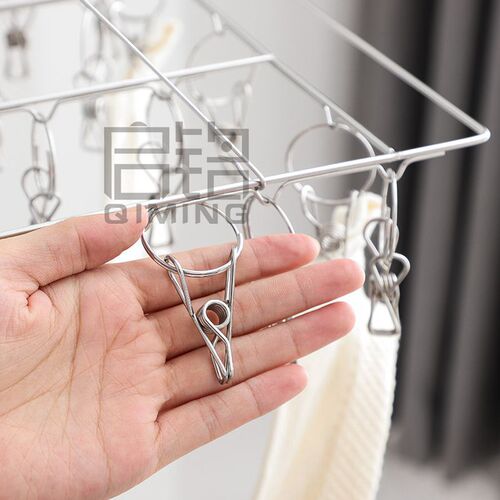 Stainless steel clothes rack, drying rack, multi-clamp sock rack, underwear and towel drying rack, children's diaper rack