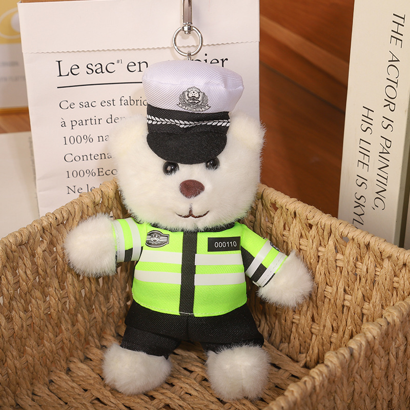 2025 nuevo uniforme de oso fuego cielo azul rescate colgante Teddy bear muñeca juguete de peluche publicidad llavero