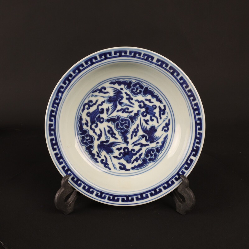 Jingdezhen Ceramic Crafts Factory Antique Old Antique Blue and Flower Crane Pattern Appreciation Plate Baby Play Pattern Soup Plate Jingdezhen Ceramic Crafts Factory Antique Old Antique Blue and Flower Crane Pattern Appreciation Plate Baby Play Pattern Soup Plate