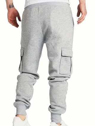 Herren-Jogginghose mit Fleecefutter – Slim Fit Winter-Thermohose mit gebürsteter Innenseite (S-3XL, Schwarz/Grau, Freizeithose im koreanischen Stil)_voghion.com