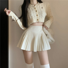 跨境工厂半身裙女四季a字短裙jk百褶裙子白色防走光韩版抖音淘宝