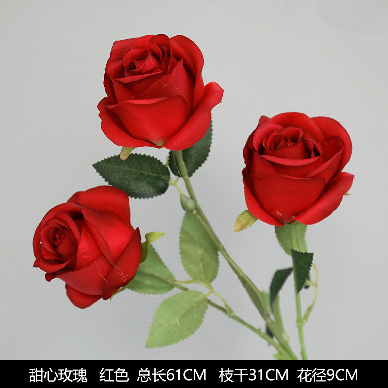 红色仿真花婚礼婚庆场地场景布置道具仿真花束花艺装饰花假花批发|undefined