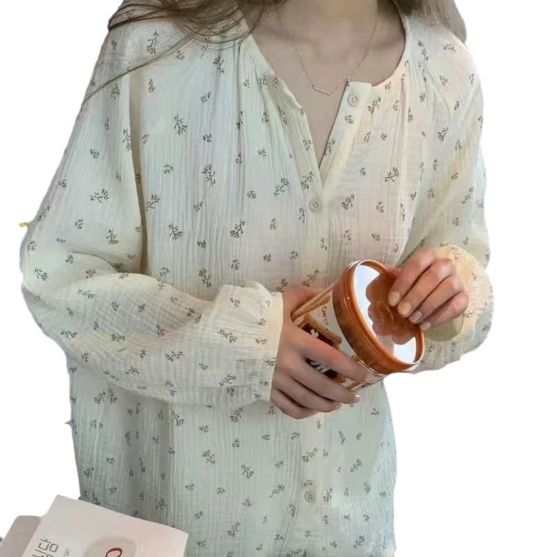 Autumn pijama, long-sleeve, cute set, homewear, internet celebrity, square neckline, loose fit