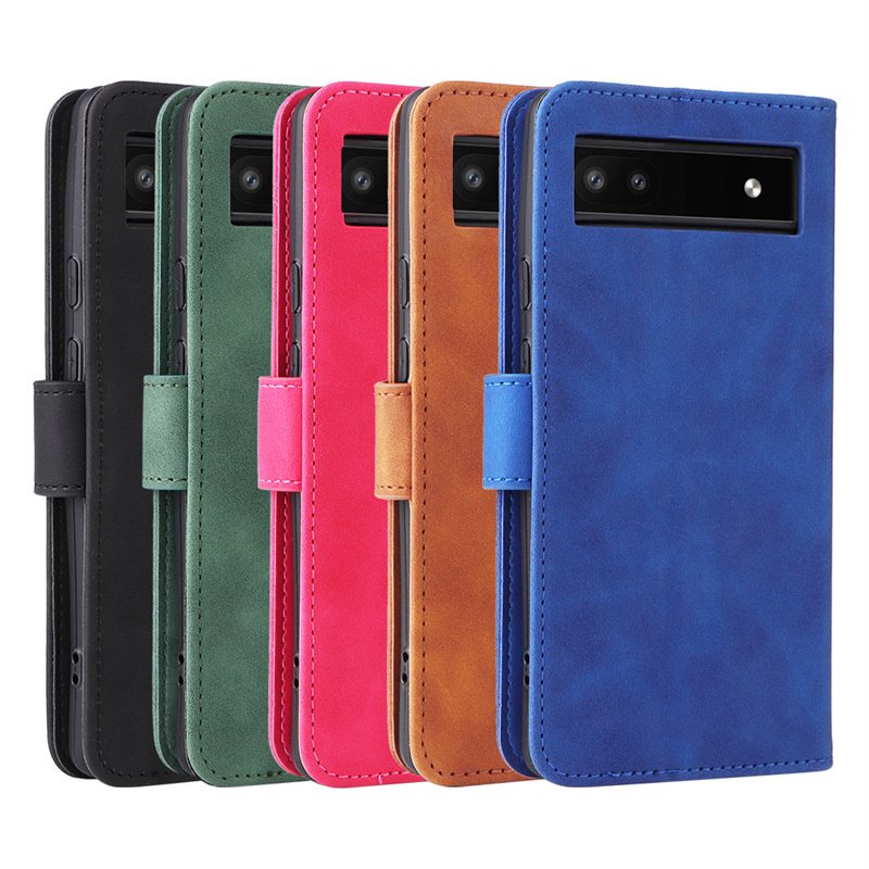 Applicable to Google Pixel 6A mobile phone case protective shell magnetic buckle retro flip card skin feeling Business leather case