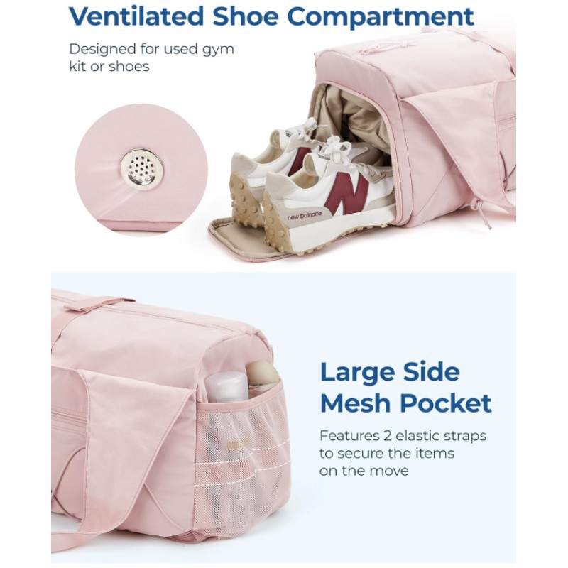 Amazon spot ligero con zapato compartimiento bolsa de equipaje con bolsillo mojado bolsa de viaje de yoga de mujer bolsa de fitness