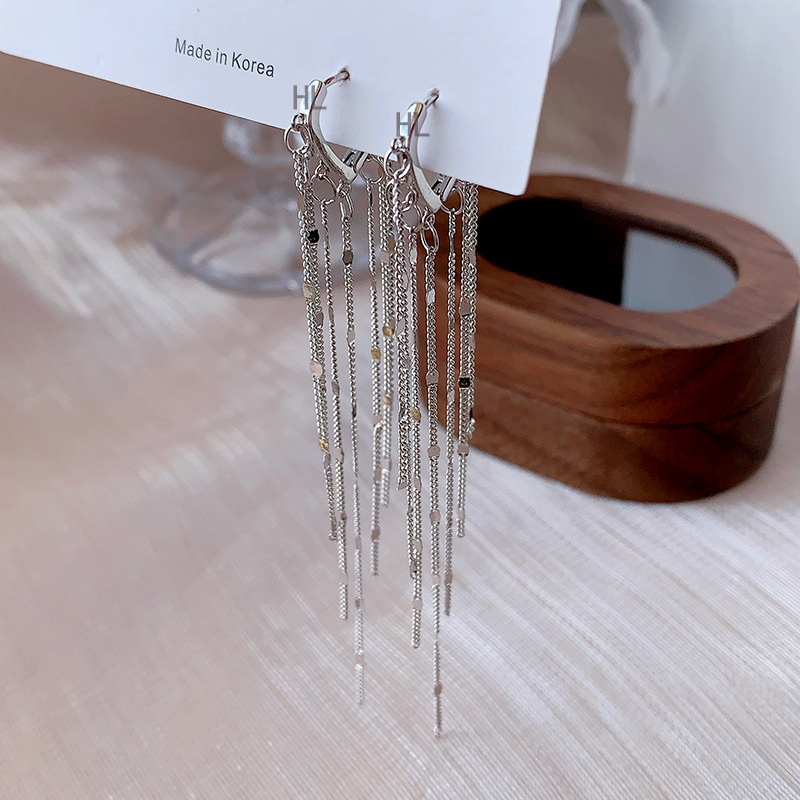 Plata de ley 925 nuevos productos Pendientes de amor de estilo de lujo ligero Moda de lujo ligero Pendientes largos de alta gama Pendientes con borlas Versión coreana