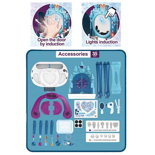 Foreign trade children's simulation induction music dresser set, girls dress up dresser, play house makeup toys