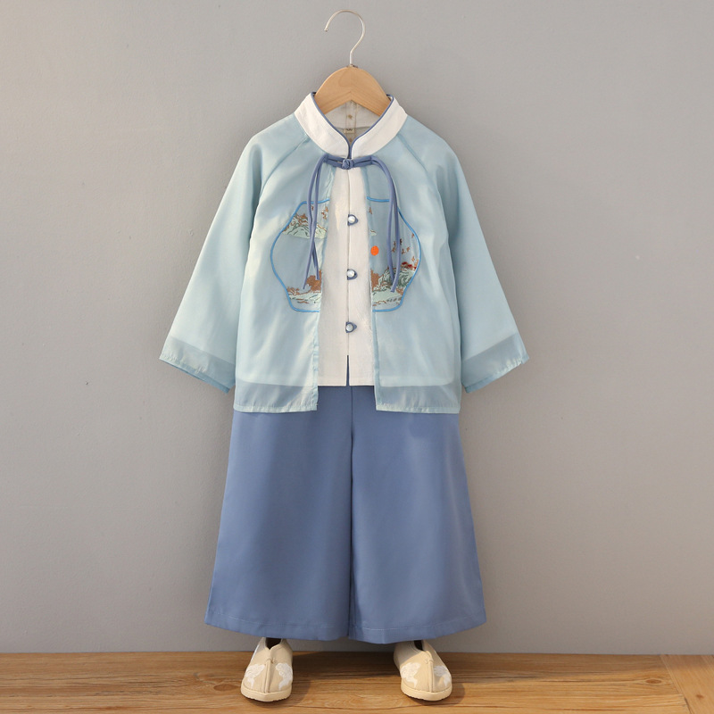 Hanfu boy children's autumn and spring season trendy ancient style Tang suit Chinese style traditional costume baby Mid-Autumn set performance attire