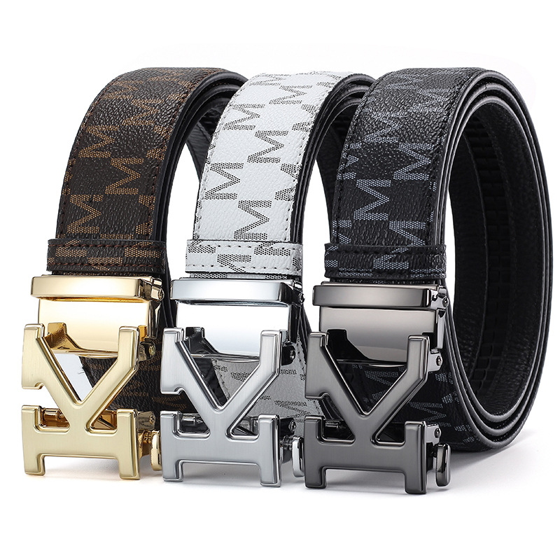 Men's Premium Leather Belt With Automatic Buckle M Letter Design_voghion.com