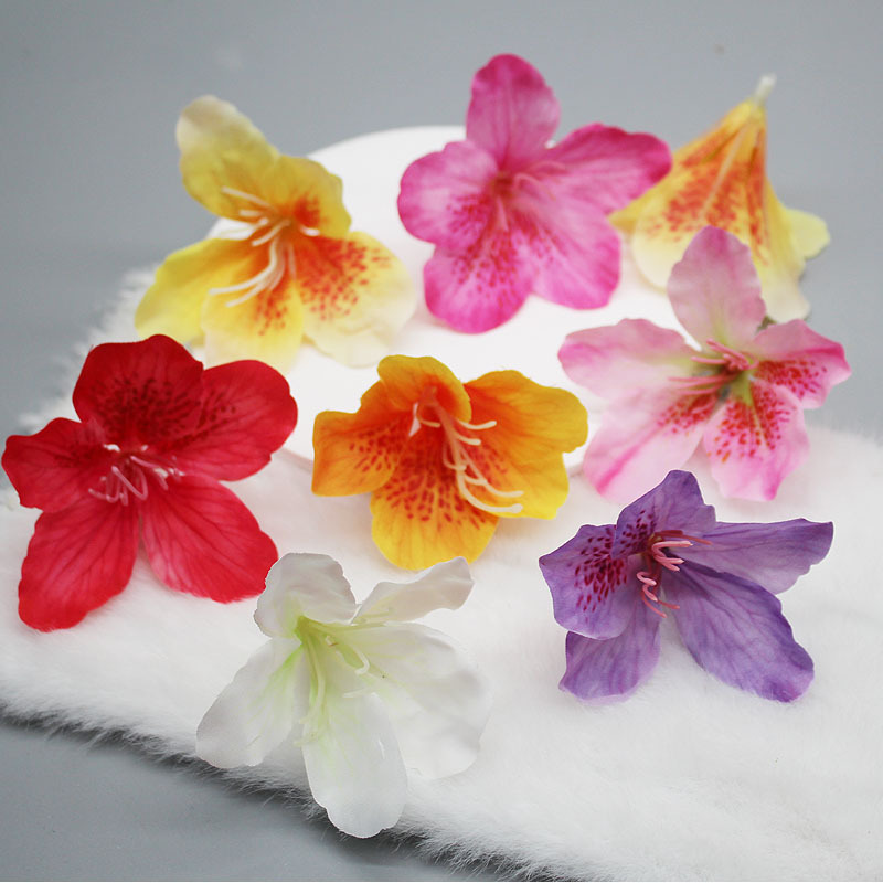 3D杜鹃花花朵婚庆装饰假花批发仿真头饰春日甜美映山红花朵配件