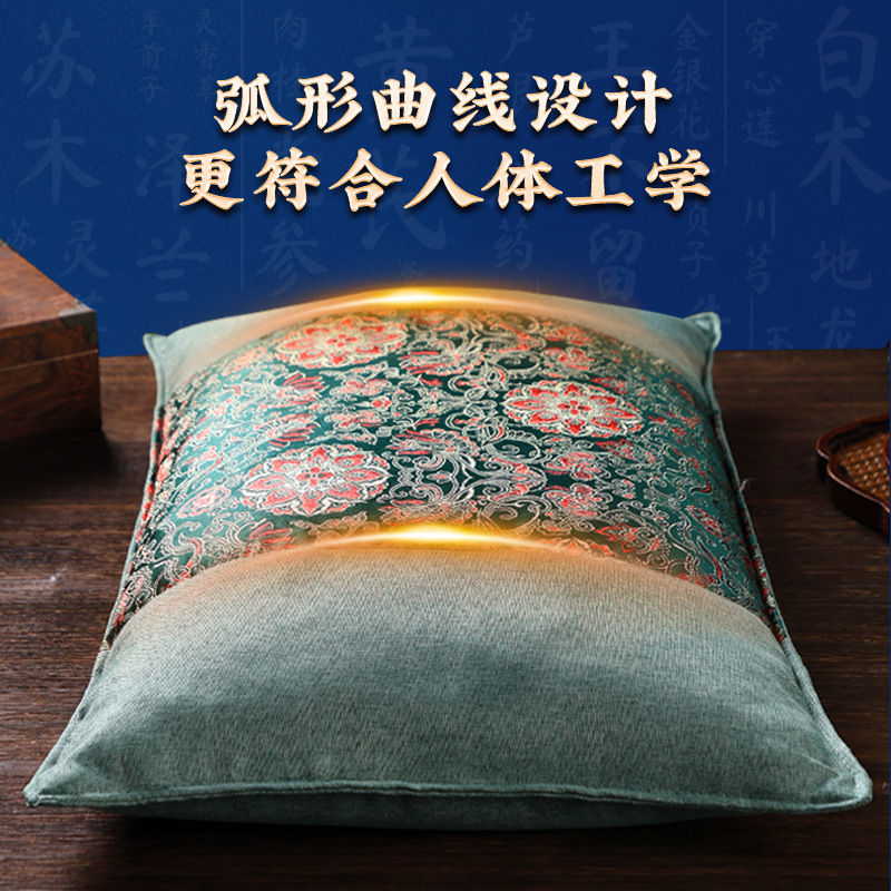miao fang sleeping pillow pillow brocade fabric chrysanthemum buckwheat semen cassiae filling pillow core argy wormwood pillow processing