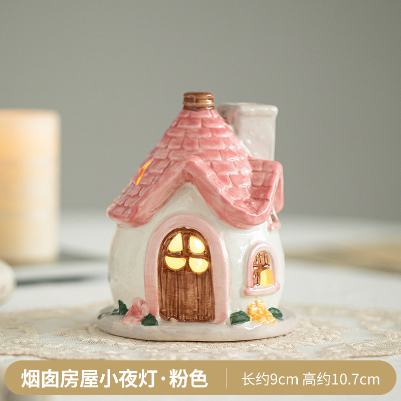Chimney House Night Light - Rosa