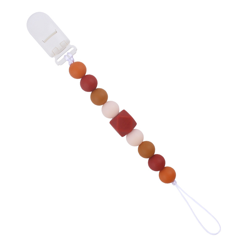 Nuevos suministros para bebés Cadena de chupete de silicona calmante bebé 14mm octogonal mordedura de silicona cadena anti-caída molar