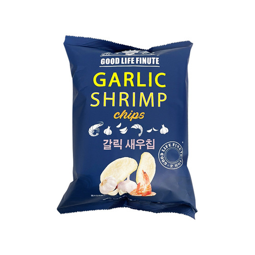 Korean Qulai Fu Garlic Flavor Shrimp Chips 82g Bagged Internet-Famous Potato Chips Office Snack Puffed Snacks Wholesale