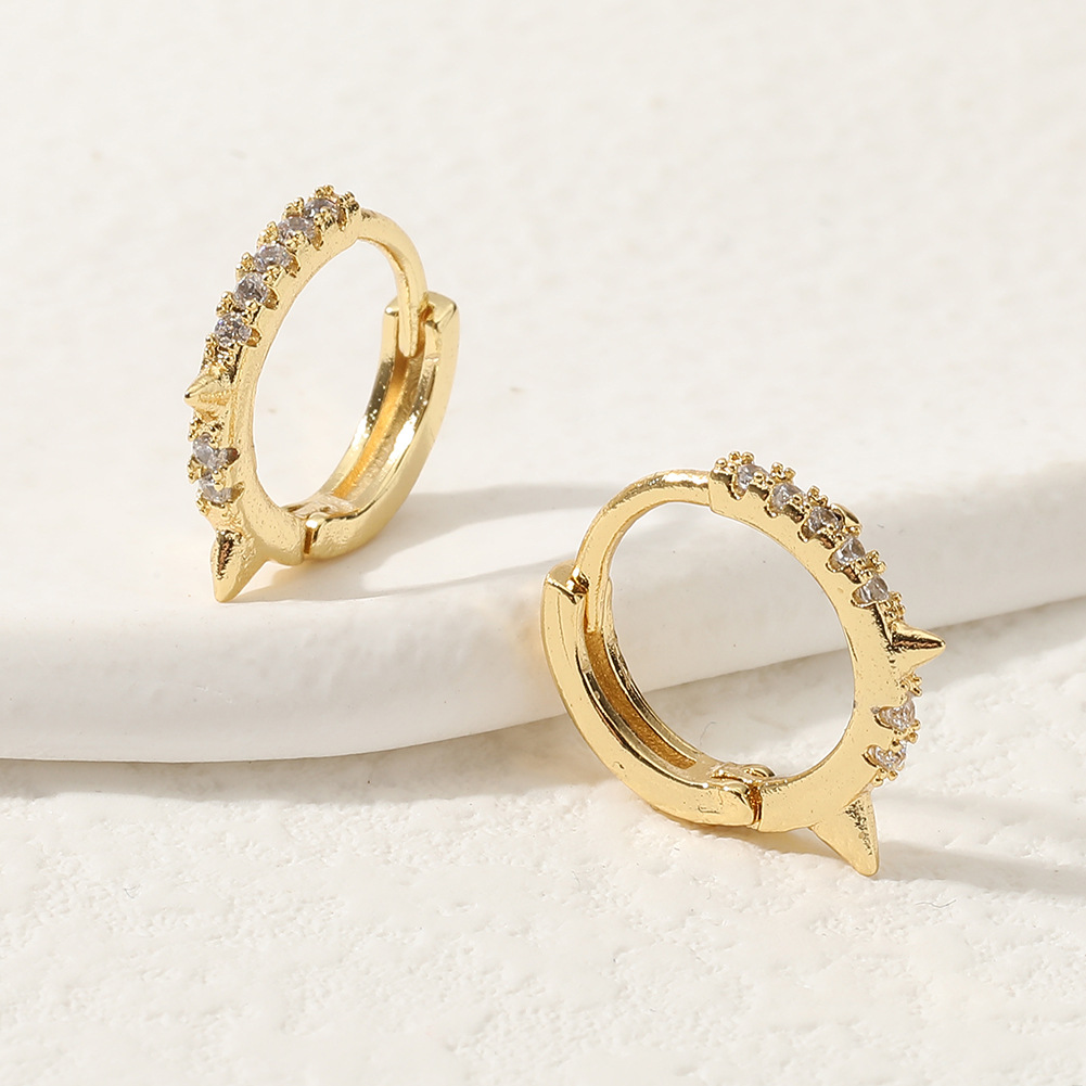 Fashion Water Droplets Copper Hoop Earrings Inlay Zircon Copper Earrings