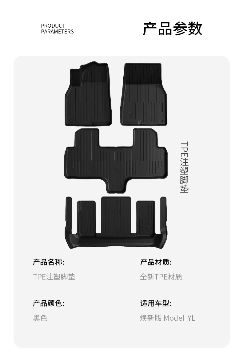 Suitable for 25 Tesla New Version Tpe Car Floor Mats Modely Model3 Surrounding Accessories Special for Special Vehicles