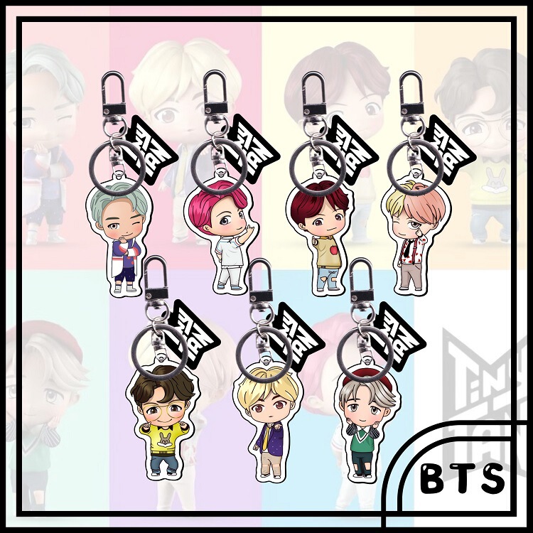 New Bts Youth Group Cartoon Acrylic Keychain Pendant Small Gift Bag Keychain Pendant