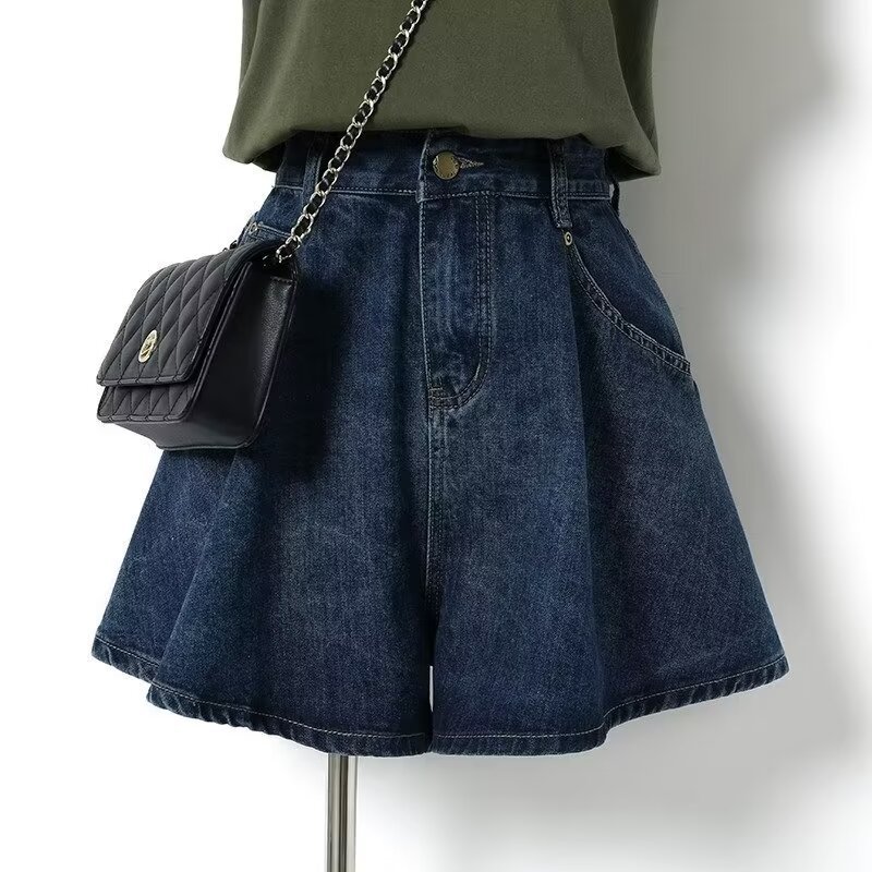 Denim Shorts Wide Leg Shorts Summer New Women's Wear Slimming Elegant Hong Kong Style Loose Trendy Fashion All-match High Waist Women