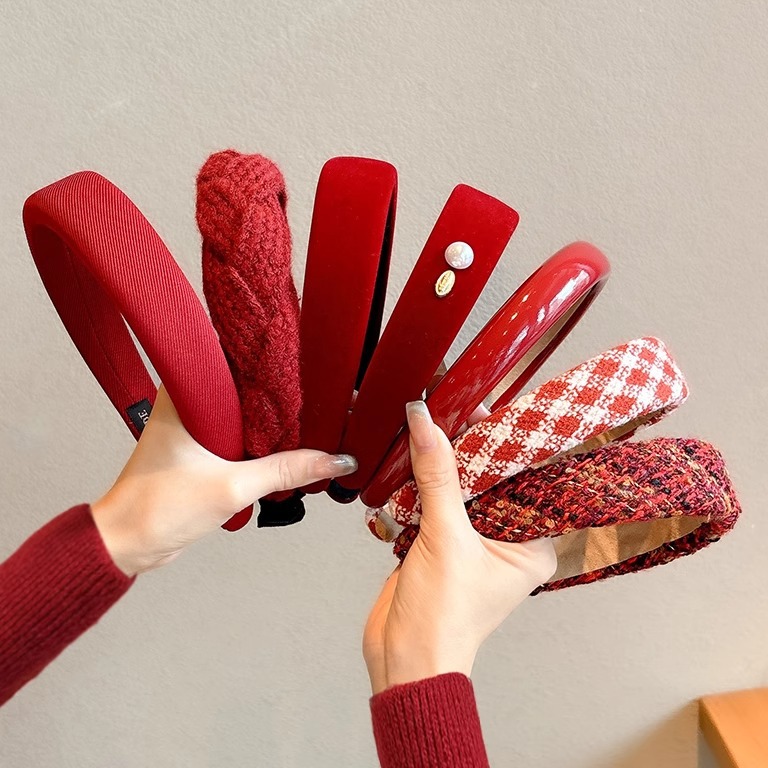 Otoño y invierno de Anchor Rojo de peluche banda de cabello de alta sensación de niños joyería de cabello coreana cara pequeña tarjeta de cabello banda de cabello para mujeres