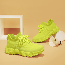 儿童一脚蹬飞织袜子运动中大童鞋轻便减震跑步鞋休闲网面女童透气