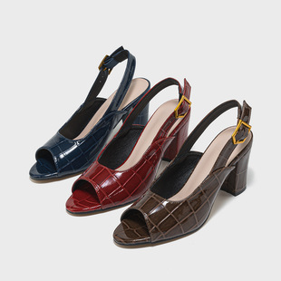 Cross-Border Export Model 2025 Spring and Summer New Casual Fashion Open-Toe Fish Mouth High-Heeled Sandals Versatile Large Size Women's Shoes