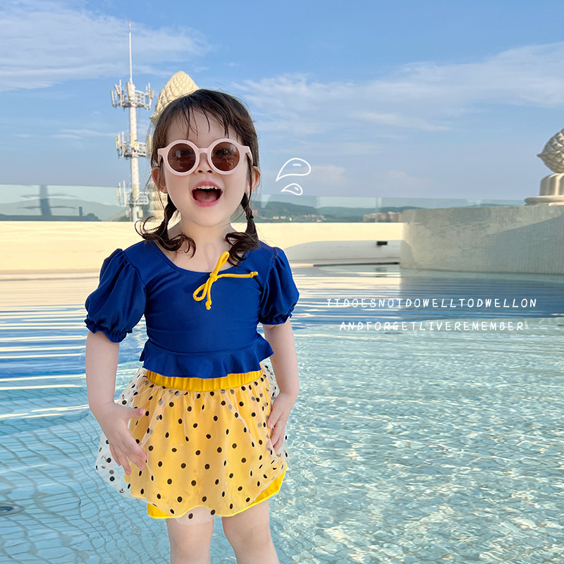 Korean New Children's Swimwear Girl's Suit Snow White Swimwear Boys' and Girls' Swimming Cap Foreign Trade Swimwear 2023