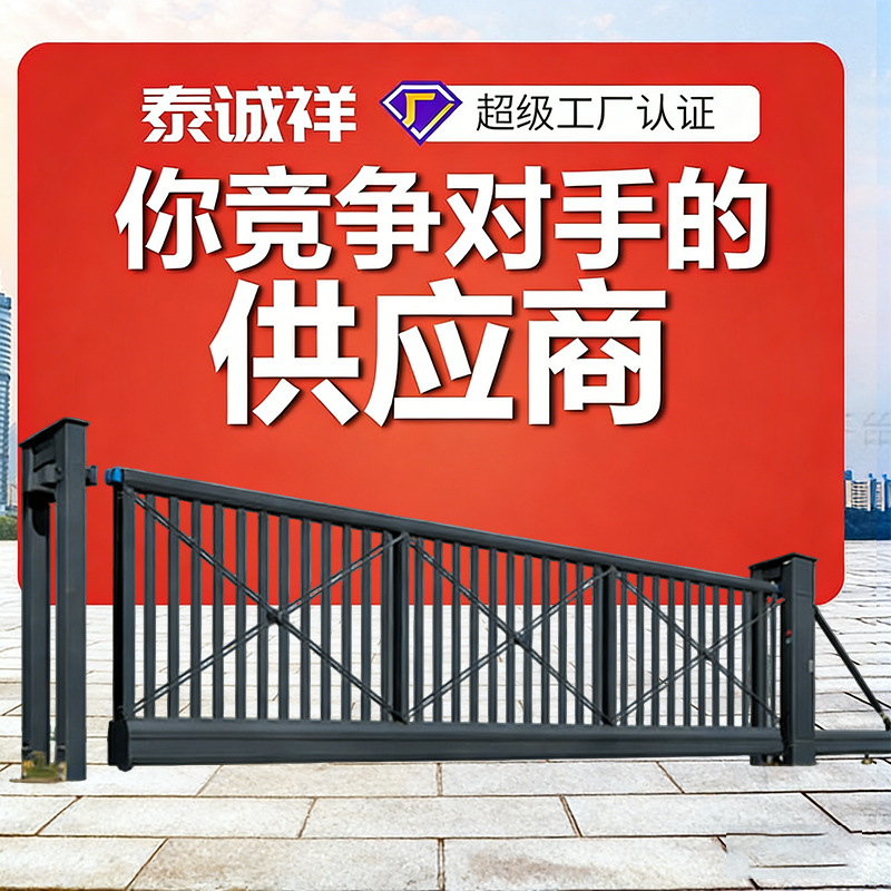 铝合金电动伸缩门平移门分段平开门直线门悬浮门工厂大门双轨