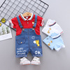 Children's overall, cartoon trousers for boys, summer polo, 0-4 years, with short sleeve