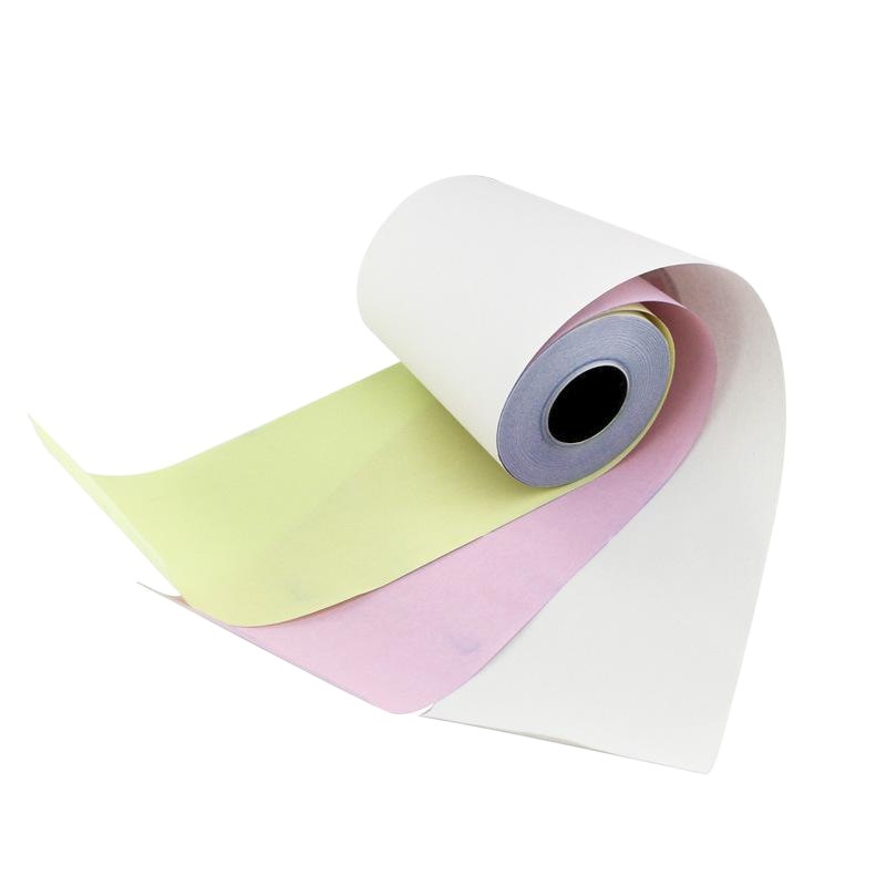 Papel de copia sin carbón de tres capas Sakura 75*60, papel de impresión no térmico, papel de caja registradora sensible a la presión de tres partes hecho a medida.