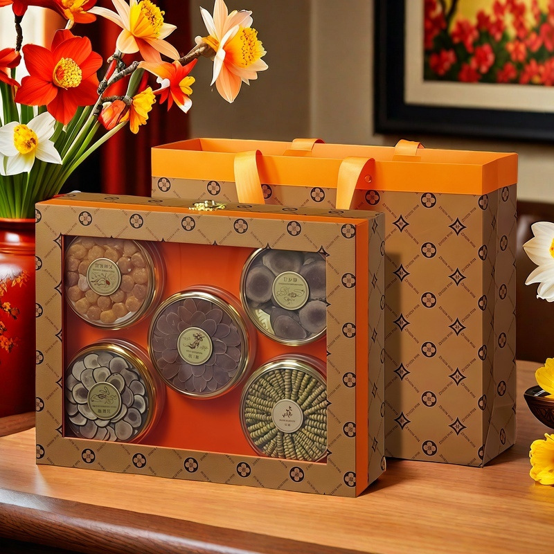 滋补品礼盒空盒五拼石斛红参片鹿茸片参开窗茸西洋参中药材包装盒