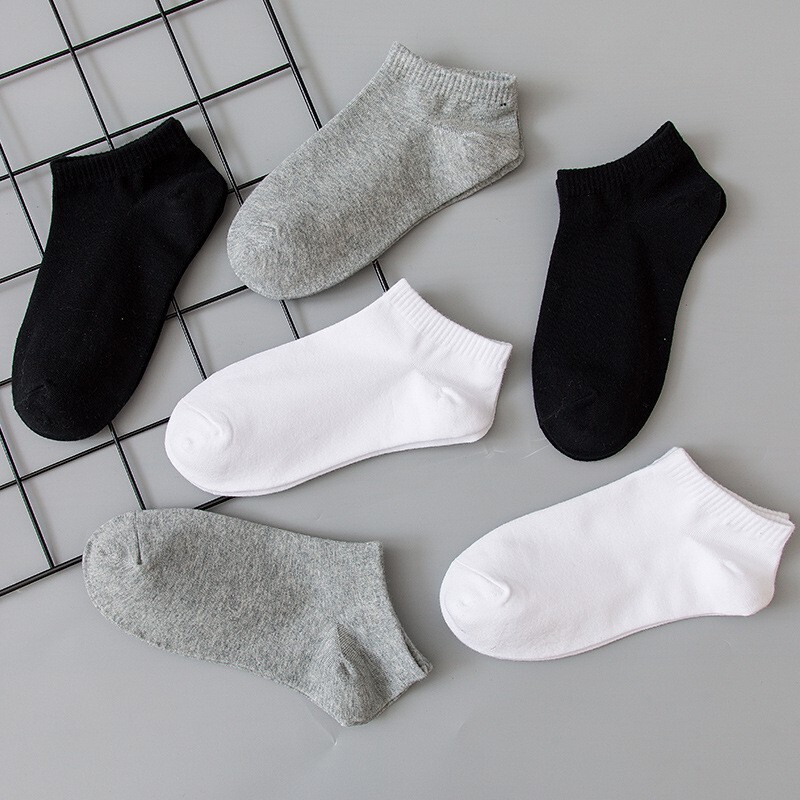 Men's and women's black and white gray spring and summer shallow mouth invisible boat socks comfortable solid color socks non-slip Deodorant Cotton socks