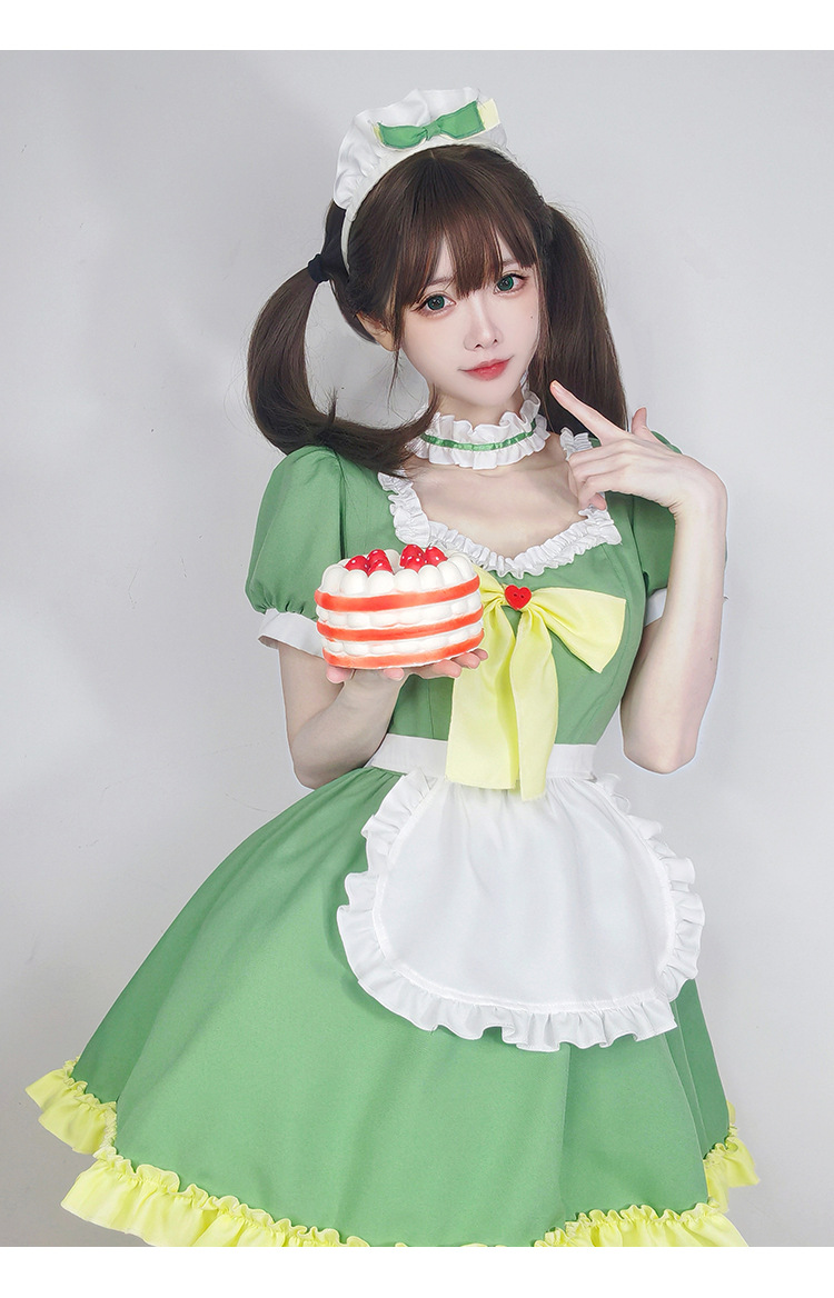 糖心女仆装Contrast Button Maid Costume Set