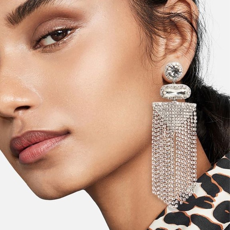 33g Weight Drop Earrings Classification 1 Pair Quantity Business Solid Color Rhinestone Patchwork Women's Drop Earrings