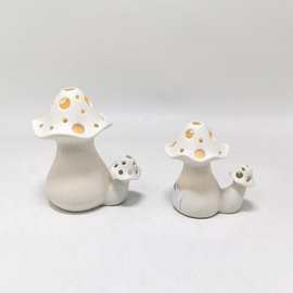 外销室内花园装饰白瓷陶瓷蘑菇Led 灯适用于花园庭院精灵花园草坪