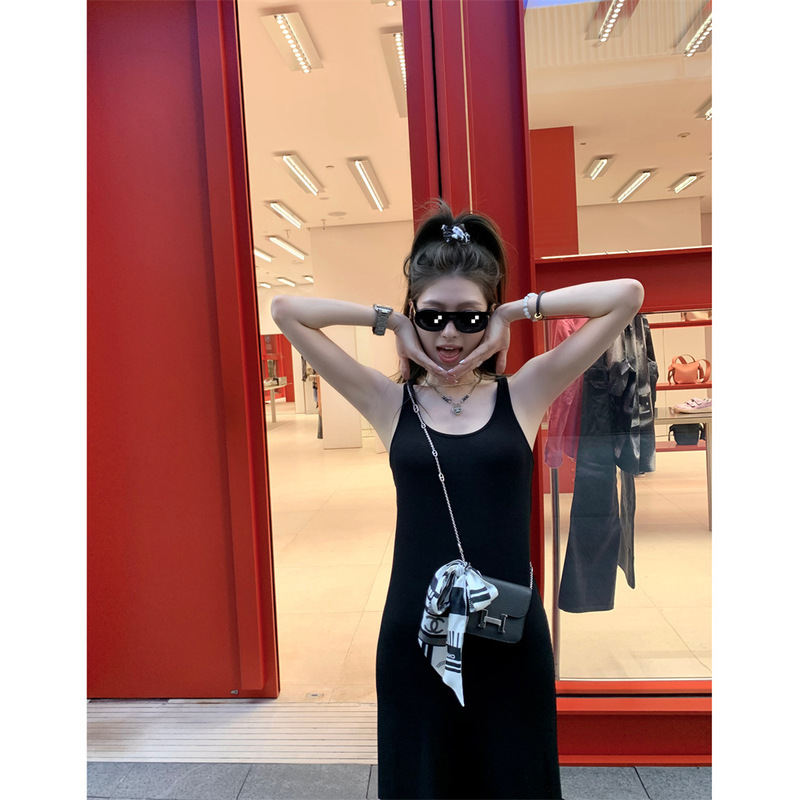 WANANTONG daily practical full marks! Too Comfortable Super High Elastic dress Slim-fit Slim-fit Women's Summer Long Dress