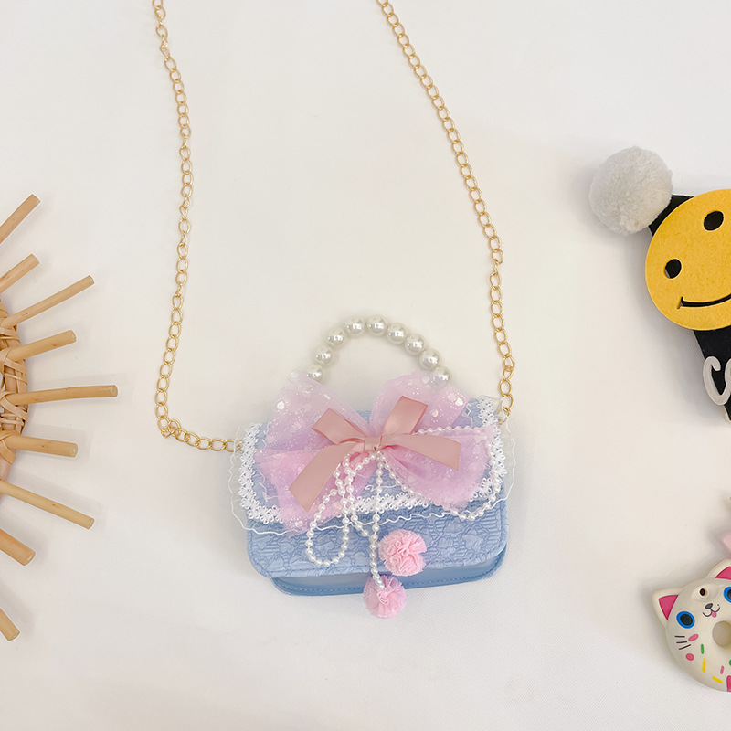 Moda princesa bolso estilo coreano arco cadena mensajero bolsa niña MINI BOLSA cuadrada accesorios de viaje