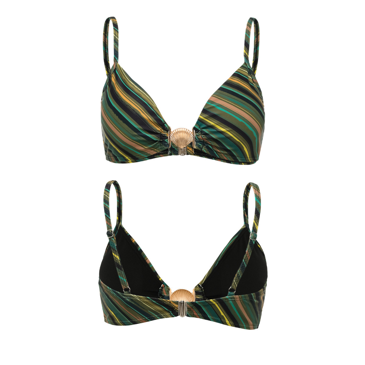 Women's One-piece Swimsuit With Sequin Color Blocking And Stripes_voghion.com