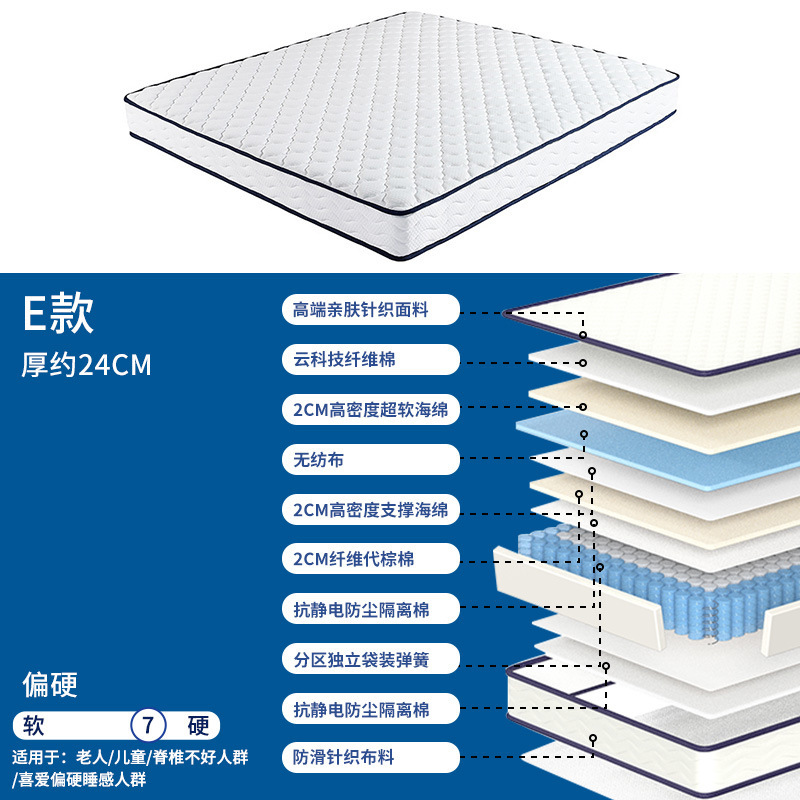 亜輪ホテル家庭用寝室席夢思独立スプリングマットレス軟硬マット民宿マンション記憶綿マットレス|undefined
